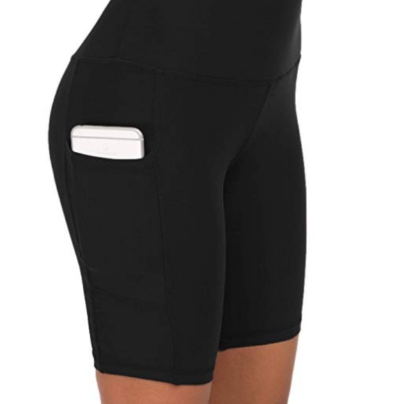 Pants - High Waist - Tummy Control Pocket Yoga Shorts